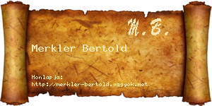 Merkler Bertold névjegykártya